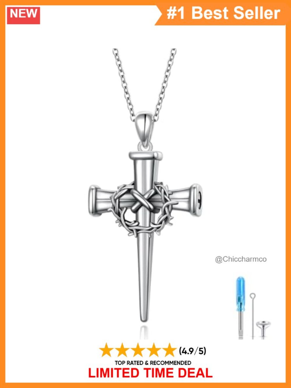 Sterling Silver Urn Necklace Cremation Pendant Crown of Thorns Memorial